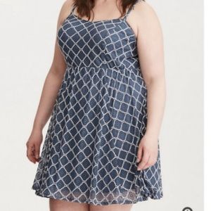 Spaghetti strap Torrid‎ Blue Lace Overlay Skater Women’s plus size  Dress Size 1